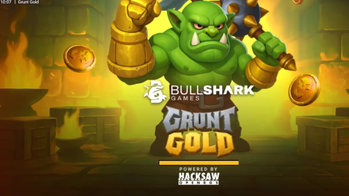 Tampilan visual slot Grunt Gold dengan tema orc dan harta karun.