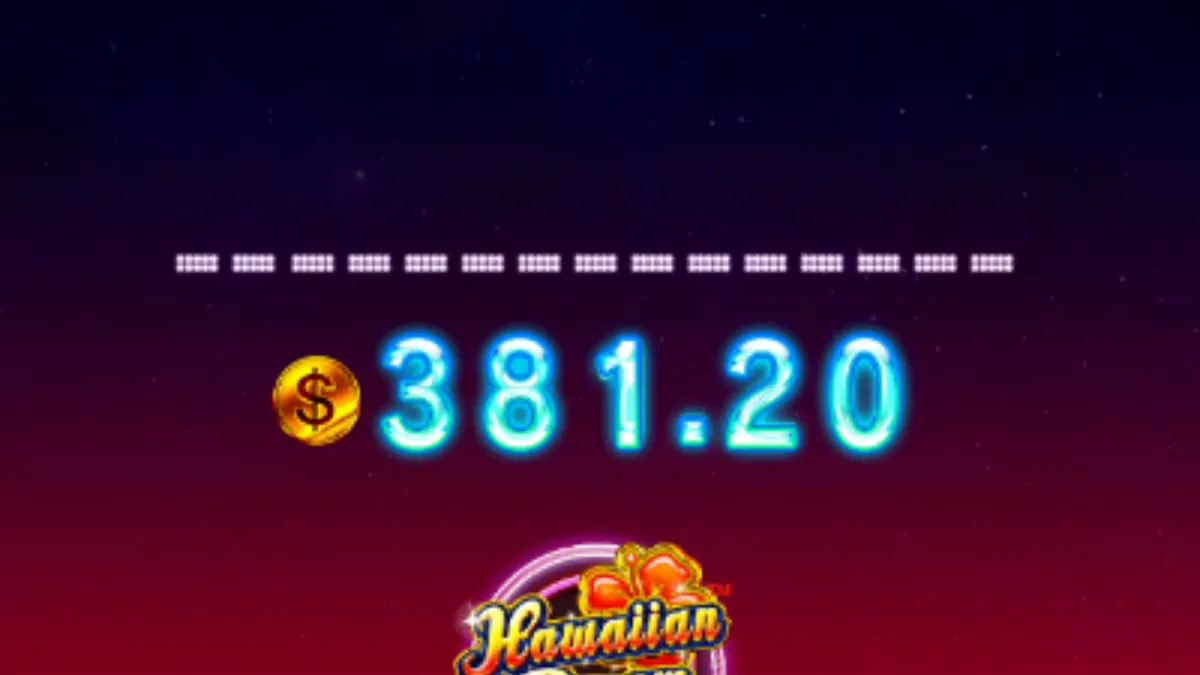Tampilan visual futuristik dan equalizer warna-warni pada slot Hawaiian Dream Boost